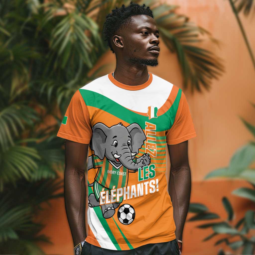 Custom Ivory Coast Football T shirt 2026 Allez Les Elephants Cute Mascot LT14