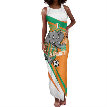 Custom Ivory Coast Football Tank Maxi Dress 2026 Allez Les Elephants Cute Mascot - African Pride