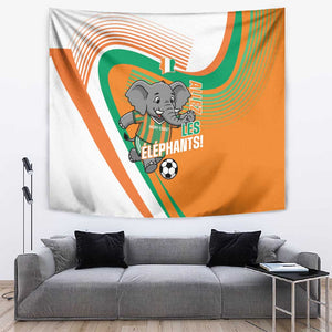 Ivory Coast Football Tapestry 2026 Allez Les Elephants Cute Mascot - African Pride