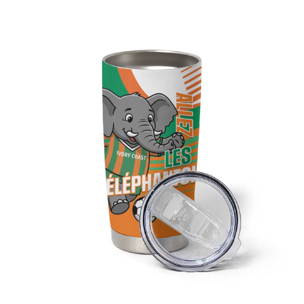 Custom Ivory Coast Football Tumbler Cup 2026 Allez Les Elephants Cute Mascot - African Pride