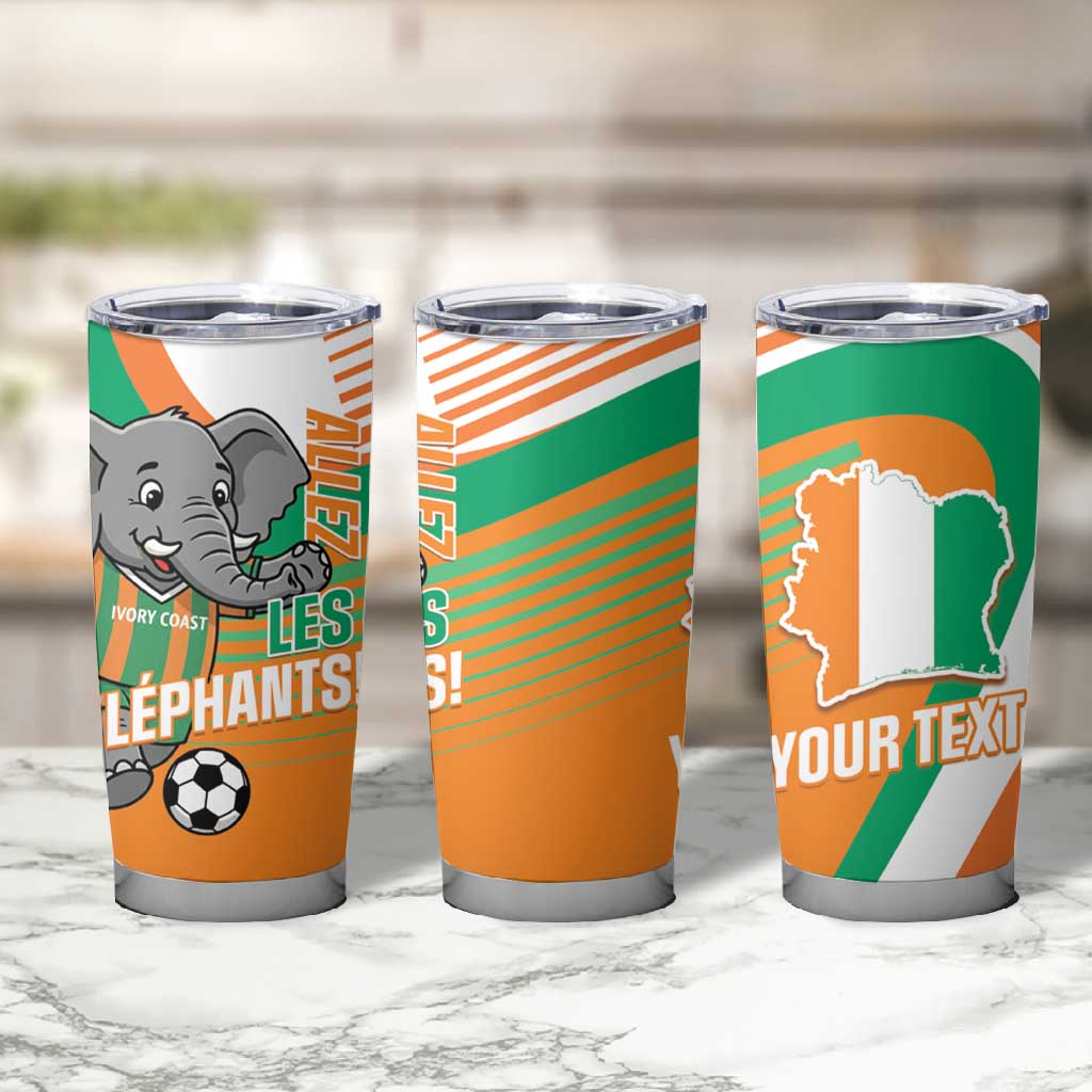 Custom Ivory Coast Football Tumbler Cup 2026 Allez Les Elephants Cute Mascot - African Pride