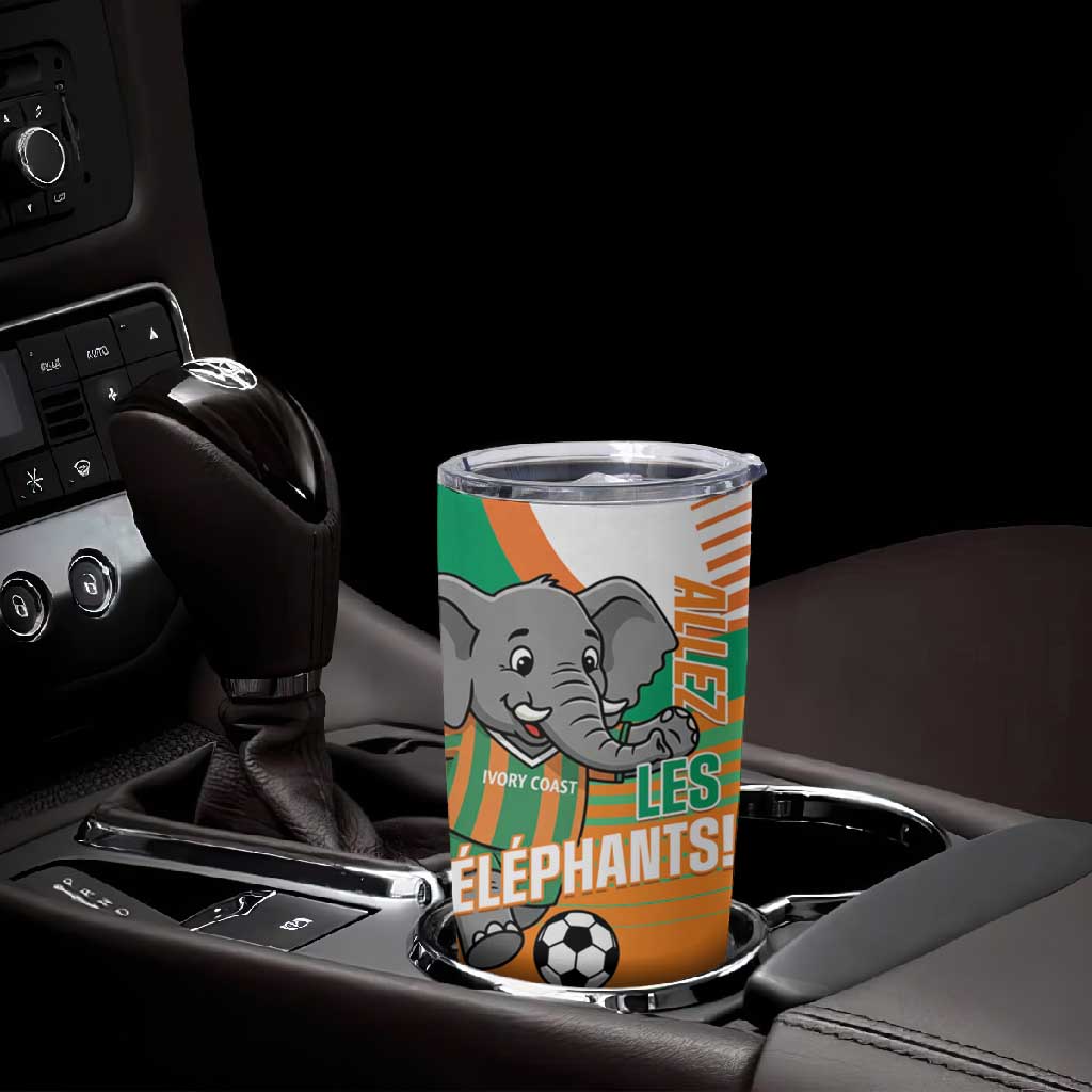 Custom Ivory Coast Football Tumbler Cup 2026 Allez Les Elephants Cute Mascot - African Pride