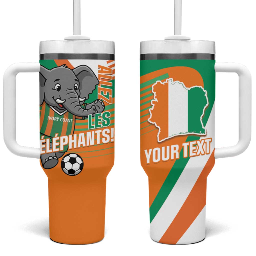 Custom Ivory Coast Football Tumbler With Handle 2026 Allez Les Elephants Cute Mascot - African Pride