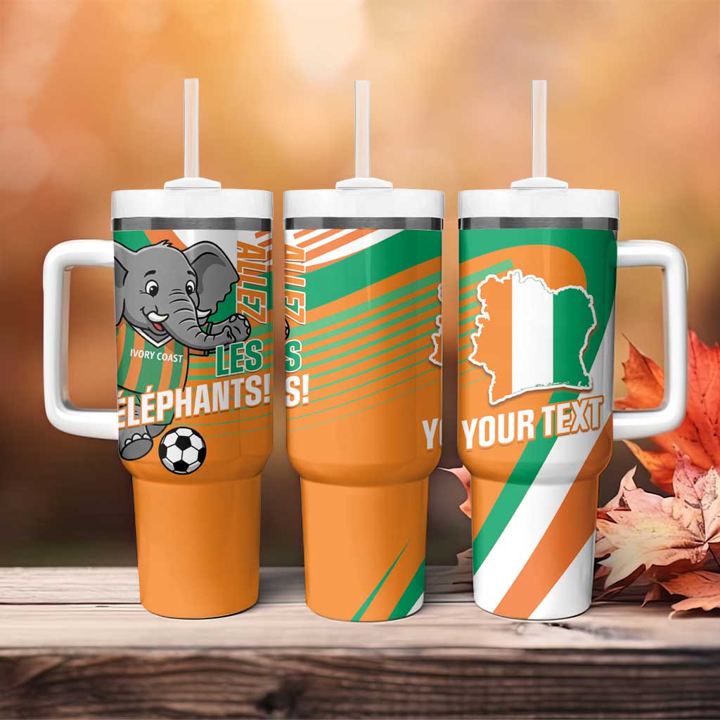 Custom Ivory Coast Football Tumbler With Handle 2026 Allez Les Elephants Cute Mascot - African Pride