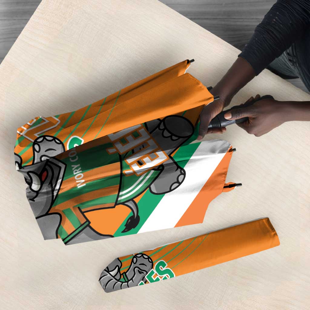 Ivory Coast Football Umbrella 2026 Allez Les Elephants Cute Mascot - African Pride