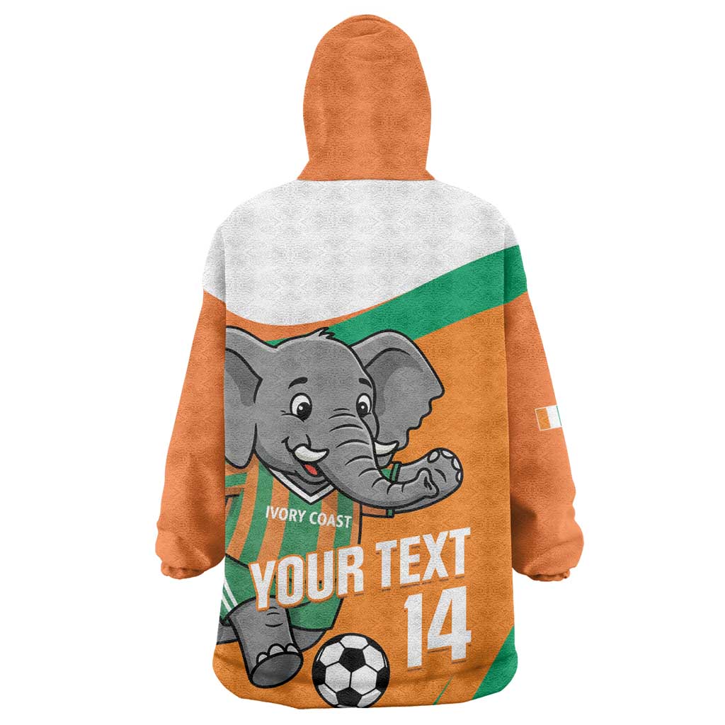 Custom Ivory Coast Football Wearable Blanket Hoodie 2026 Allez Les Elephants Cute Mascot - African Pride