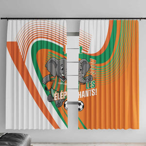 Ivory Coast Football Window Curtain 2026 Allez Les Elephants Cute Mascot - African Pride