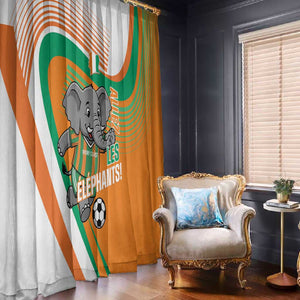 Ivory Coast Football Window Curtain 2026 Allez Les Elephants Cute Mascot - African Pride