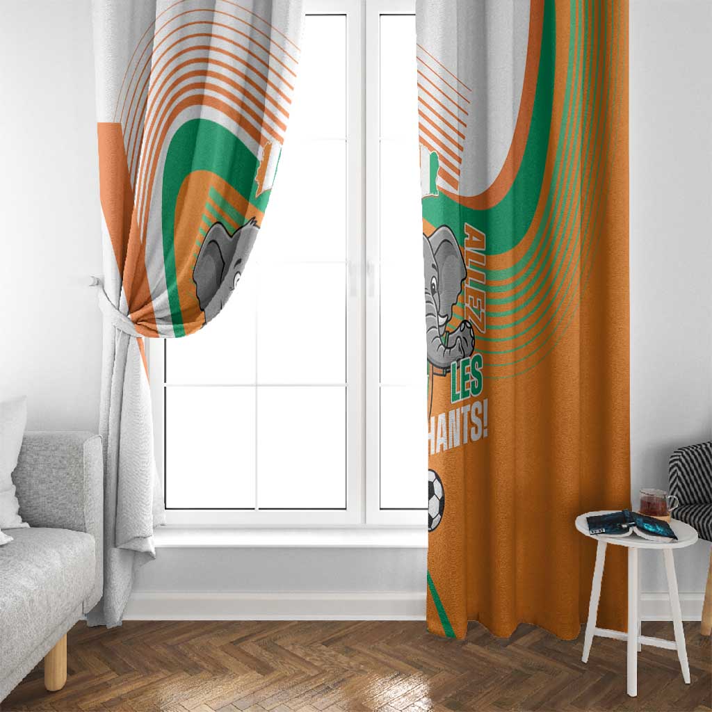 Ivory Coast Football Window Curtain 2026 Allez Les Elephants Cute Mascot - African Pride
