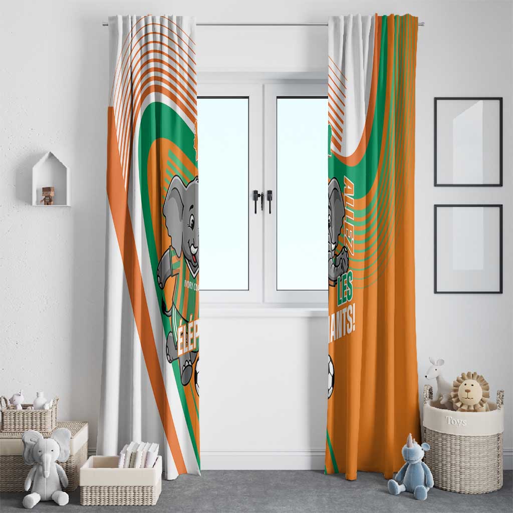 Ivory Coast Football Window Curtain 2026 Allez Les Elephants Cute Mascot - African Pride