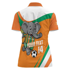 Custom Ivory Coast Football Women Polo Shirt 2026 Allez Les Elephants Cute Mascot LT14