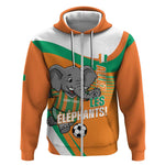 Custom Ivory Coast Football Zip Hoodie 2026 Allez Les Elephants Cute Mascot - African Pride