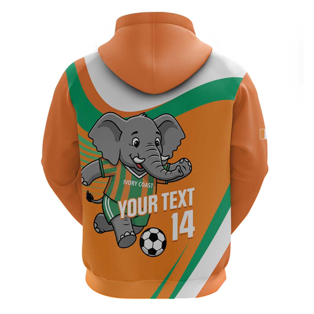 Custom Ivory Coast Football Zip Hoodie 2026 Allez Les Elephants Cute Mascot - African Pride