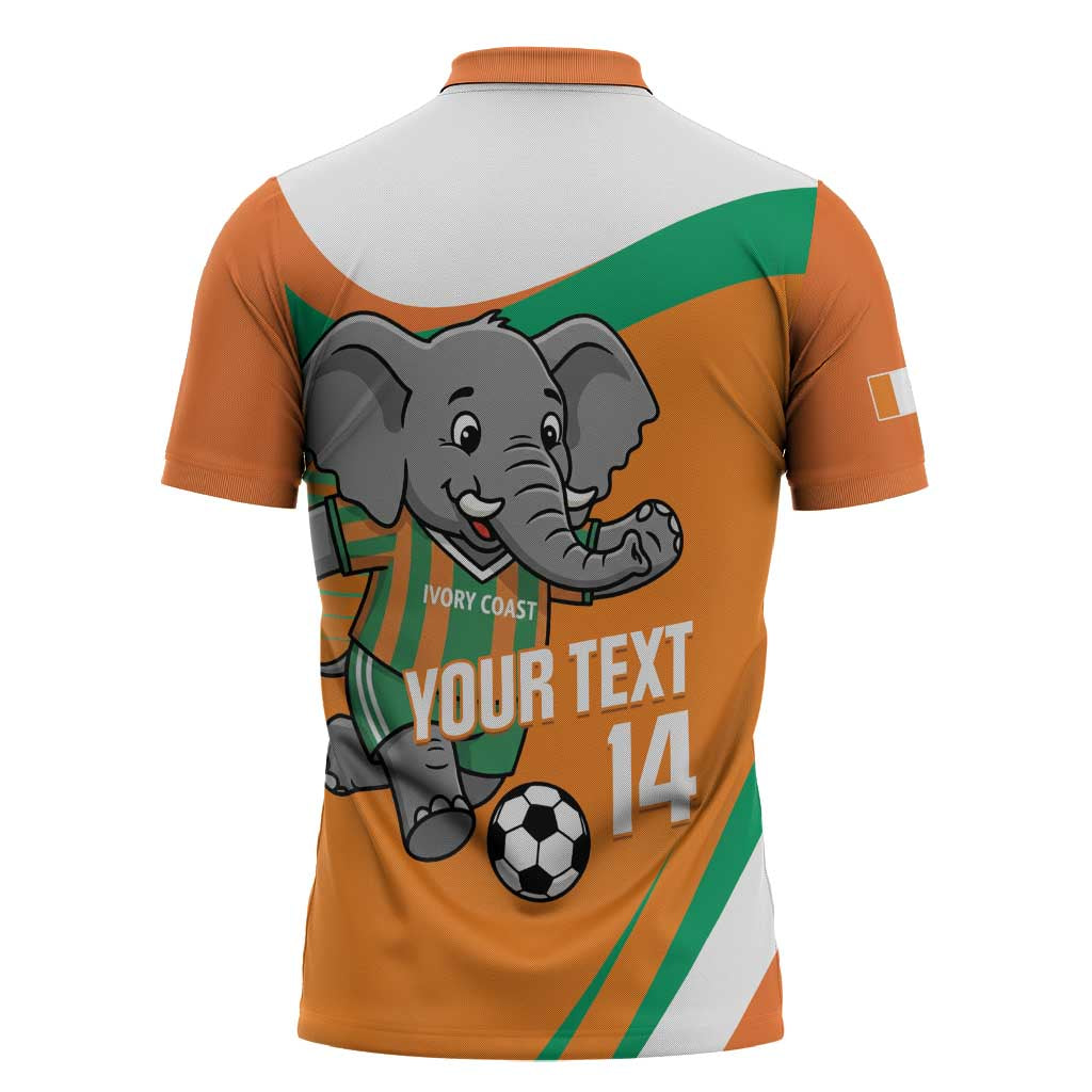 Custom Ivory Coast Football Zipper Polo Shirt 2026 Allez Les Elephants Cute Mascot - African Pride