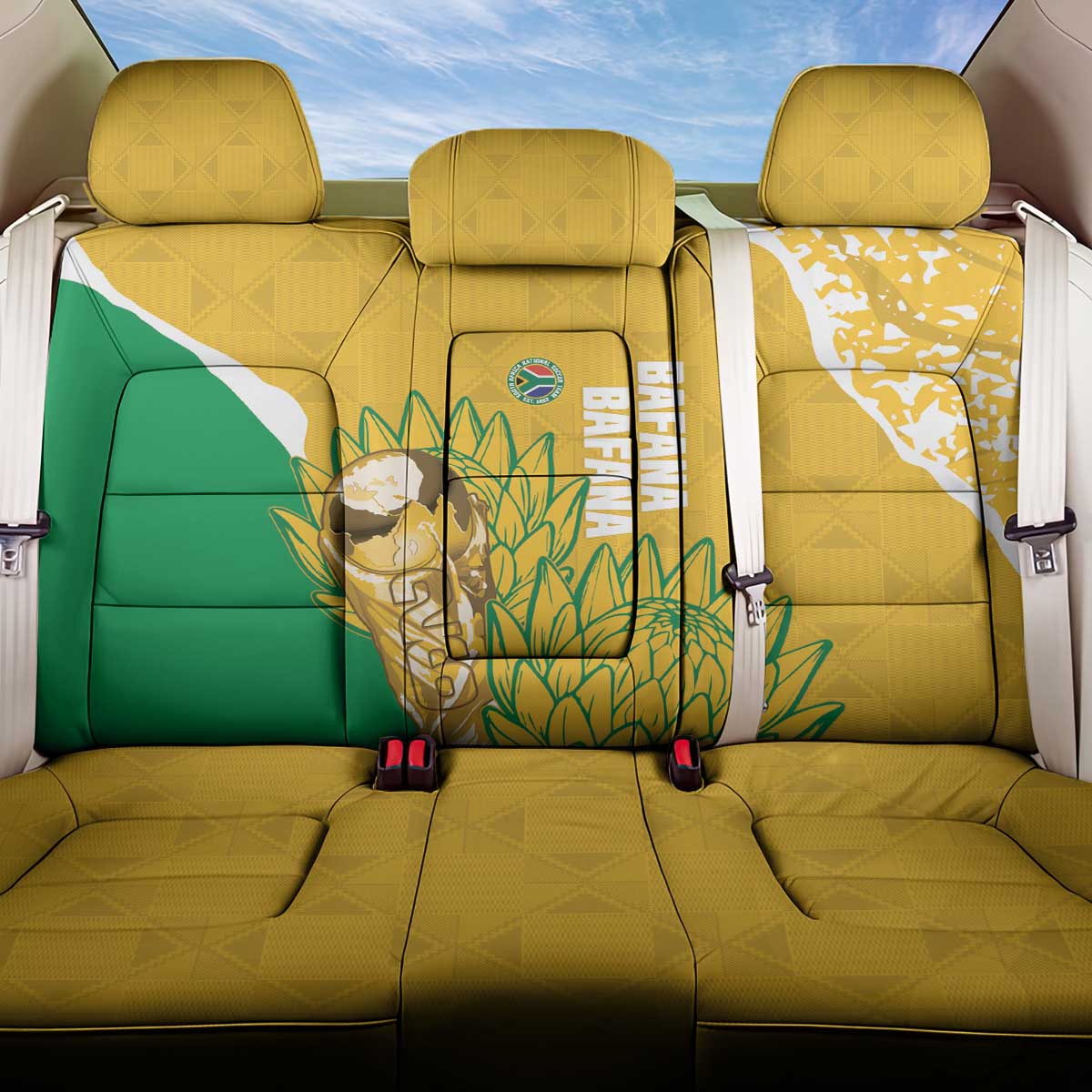 South Africa Soccer Back Car Seat Cover 2026 Bafana Bafana Go Boys Protea - African Pride