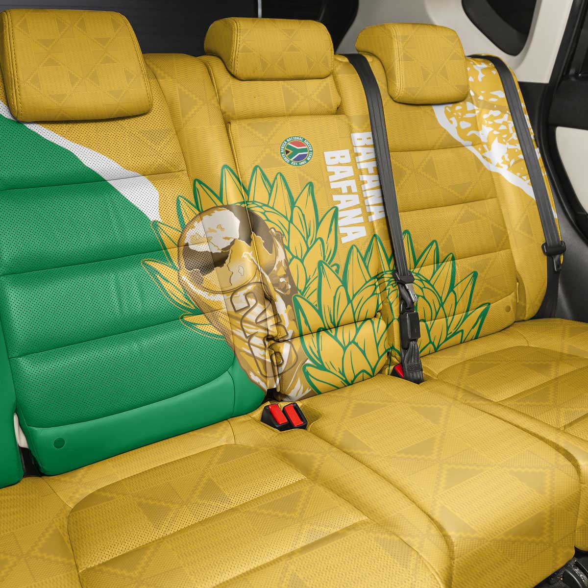 South Africa Soccer Back Car Seat Cover 2026 Bafana Bafana Go Boys Protea - African Pride