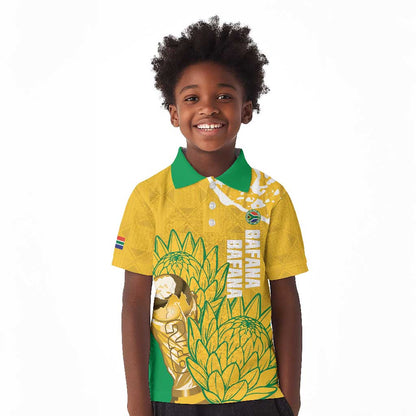 Custom South Africa Soccer Kid Polo Shirt 2026 Bafana Bafana Go Boys Protea LT14