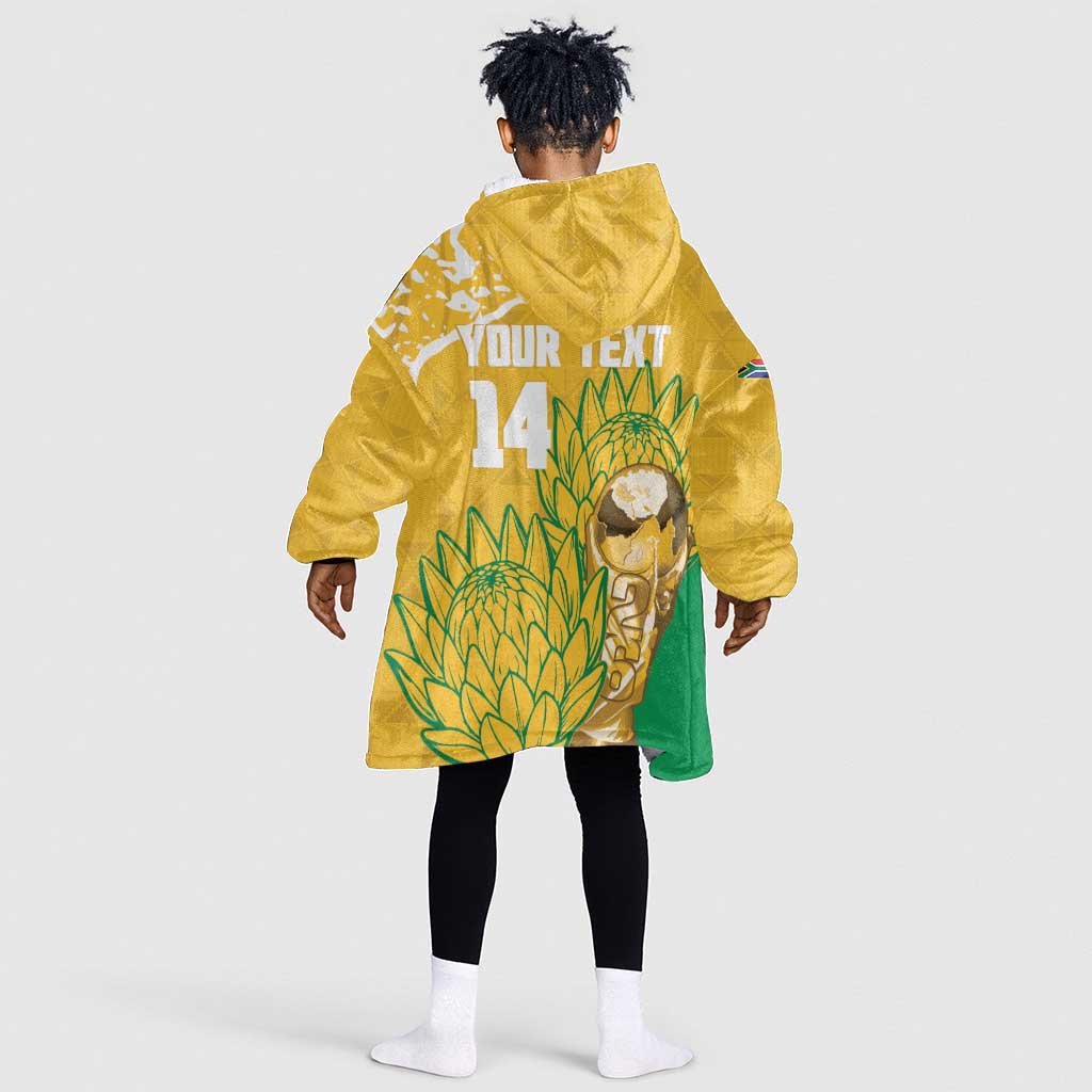 Custom South Africa Soccer Kid Wearable Blanket Hoodie 2026 Bafana Bafana Go Boys Protea - African Pride