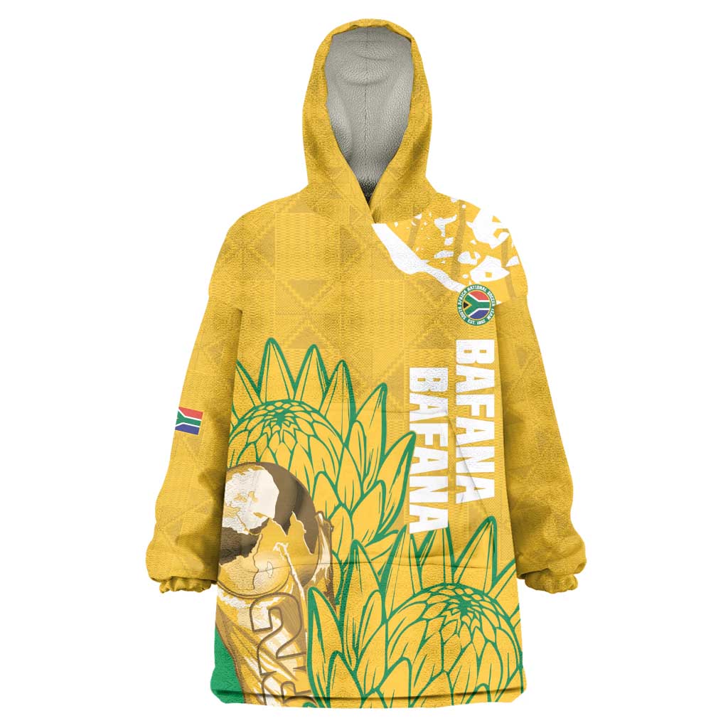 Custom South Africa Soccer Kid Wearable Blanket Hoodie 2026 Bafana Bafana Go Boys Protea - African Pride