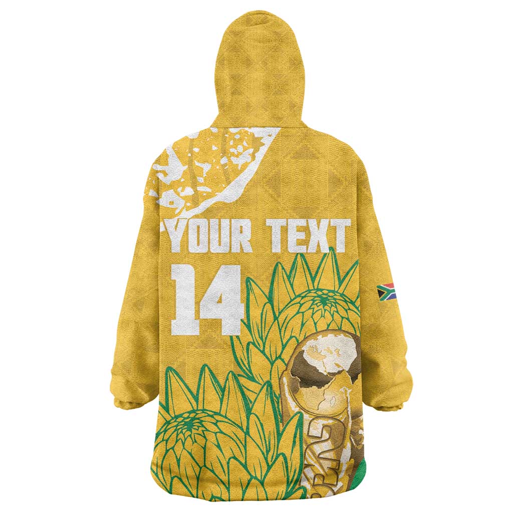 Custom South Africa Soccer Kid Wearable Blanket Hoodie 2026 Bafana Bafana Go Boys Protea - African Pride
