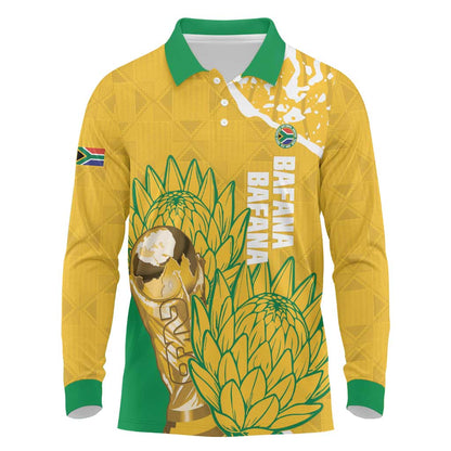 Custom South Africa Soccer Long Sleeve Polo Shirt 2026 Bafana Bafana Go Boys Protea - African Pride
