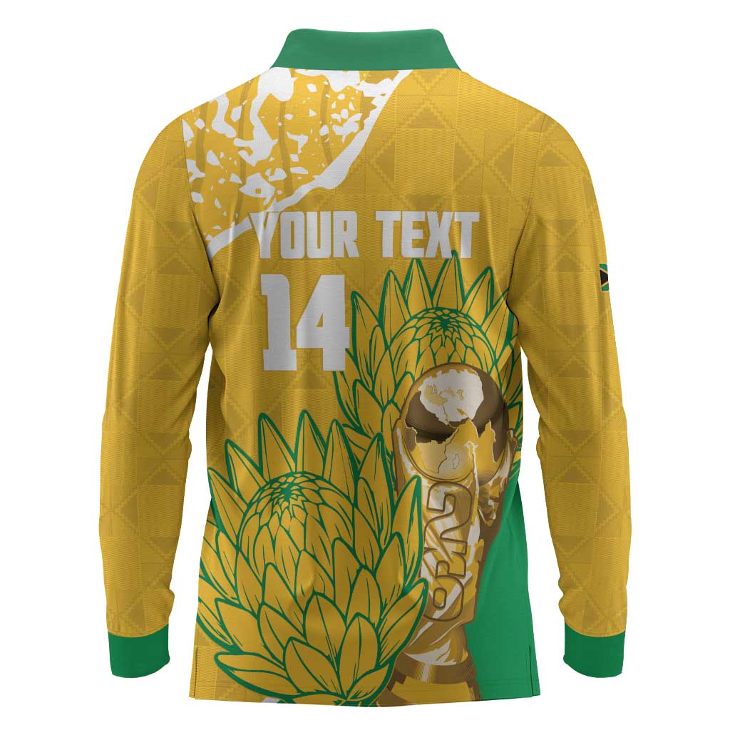Custom South Africa Soccer Long Sleeve Polo Shirt 2026 Bafana Bafana Go Boys Protea - African Pride