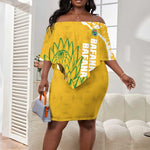 Custom South Africa Soccer Off Shoulder Short Dress 2026 Bafana Bafana Go Boys Protea - African Pride