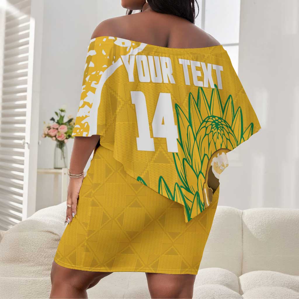 Custom South Africa Soccer Off Shoulder Short Dress 2026 Bafana Bafana Go Boys Protea - African Pride