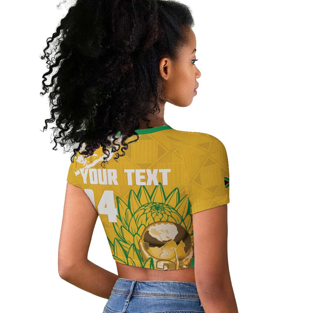 Custom South Africa Soccer Raglan Cropped T shirt 2026 Bafana Bafana Go Boys Protea LT14
