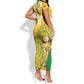 Custom South Africa Soccer Short Sleeve Bodycon Dress 2026 Bafana Bafana Go Boys Protea LT14