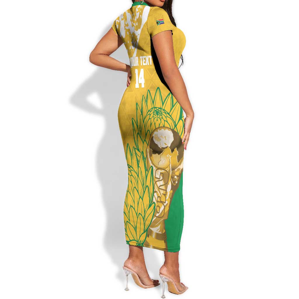 Custom South Africa Soccer Short Sleeve Bodycon Dress 2026 Bafana Bafana Go Boys Protea LT14