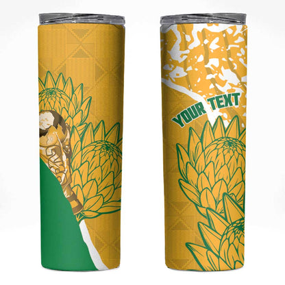 Custom South Africa Soccer Skinny Tumbler 2026 Bafana Bafana Go Boys Protea - African Pride