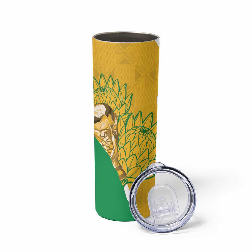 Custom South Africa Soccer Skinny Tumbler 2026 Bafana Bafana Go Boys Protea - African Pride