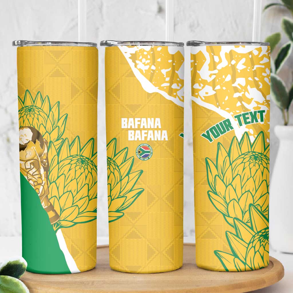 Custom South Africa Soccer Skinny Tumbler 2026 Bafana Bafana Go Boys Protea - African Pride