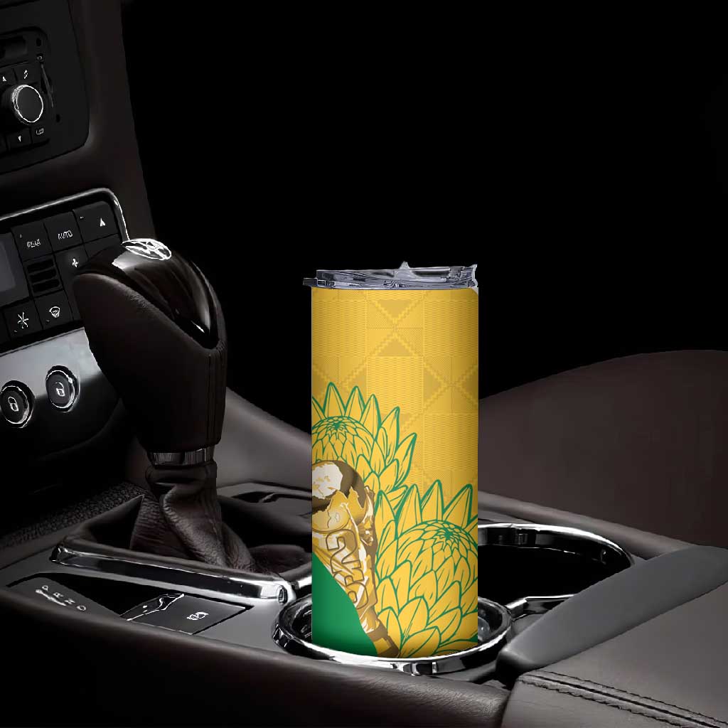 Custom South Africa Soccer Skinny Tumbler 2026 Bafana Bafana Go Boys Protea - African Pride