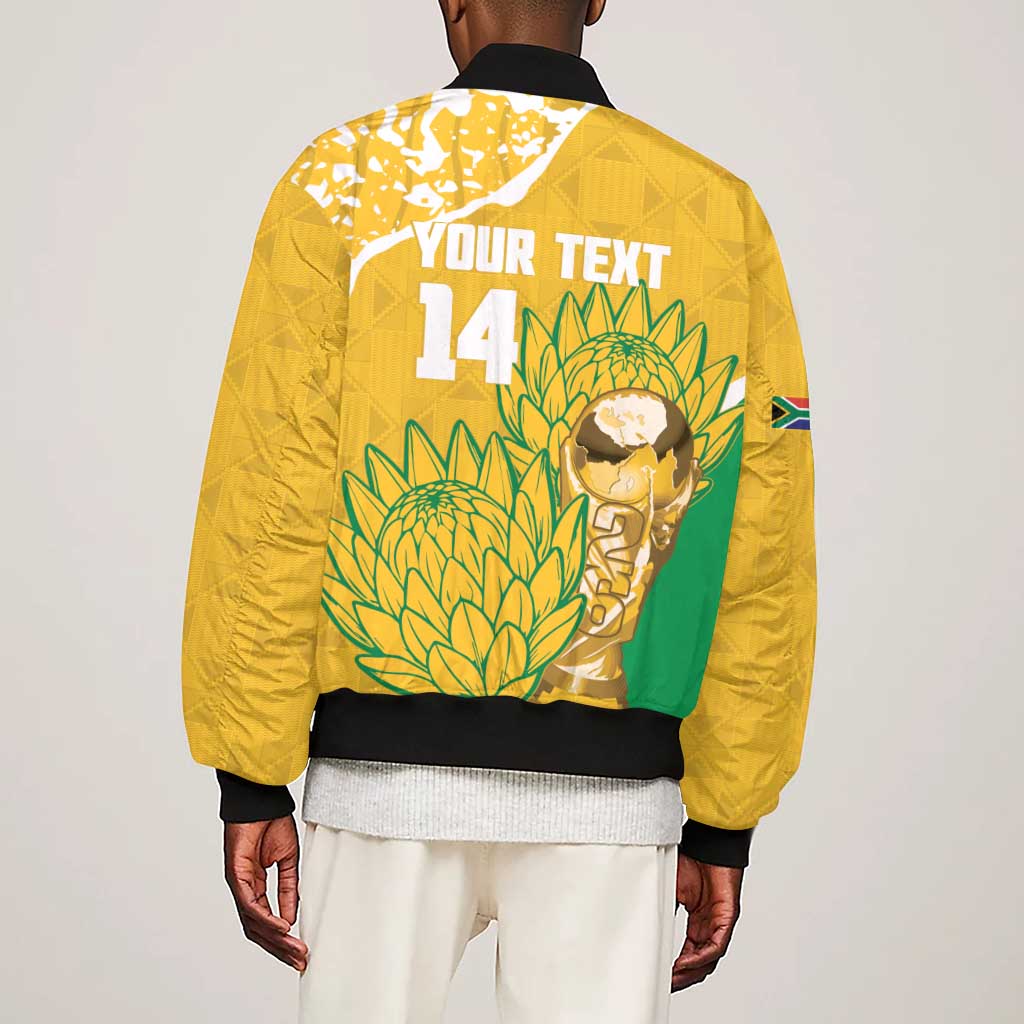 Custom South Africa Soccer Sleeve Zip Bomber Jacket 2026 Bafana Bafana Go Boys Protea - African Pride