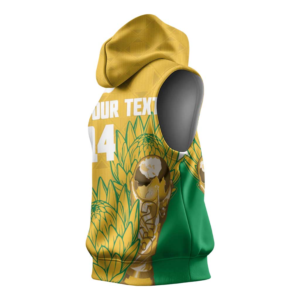 Custom South Africa Soccer Sleeveless Hoodie 2026 Bafana Bafana Go Boys Protea - African Pride