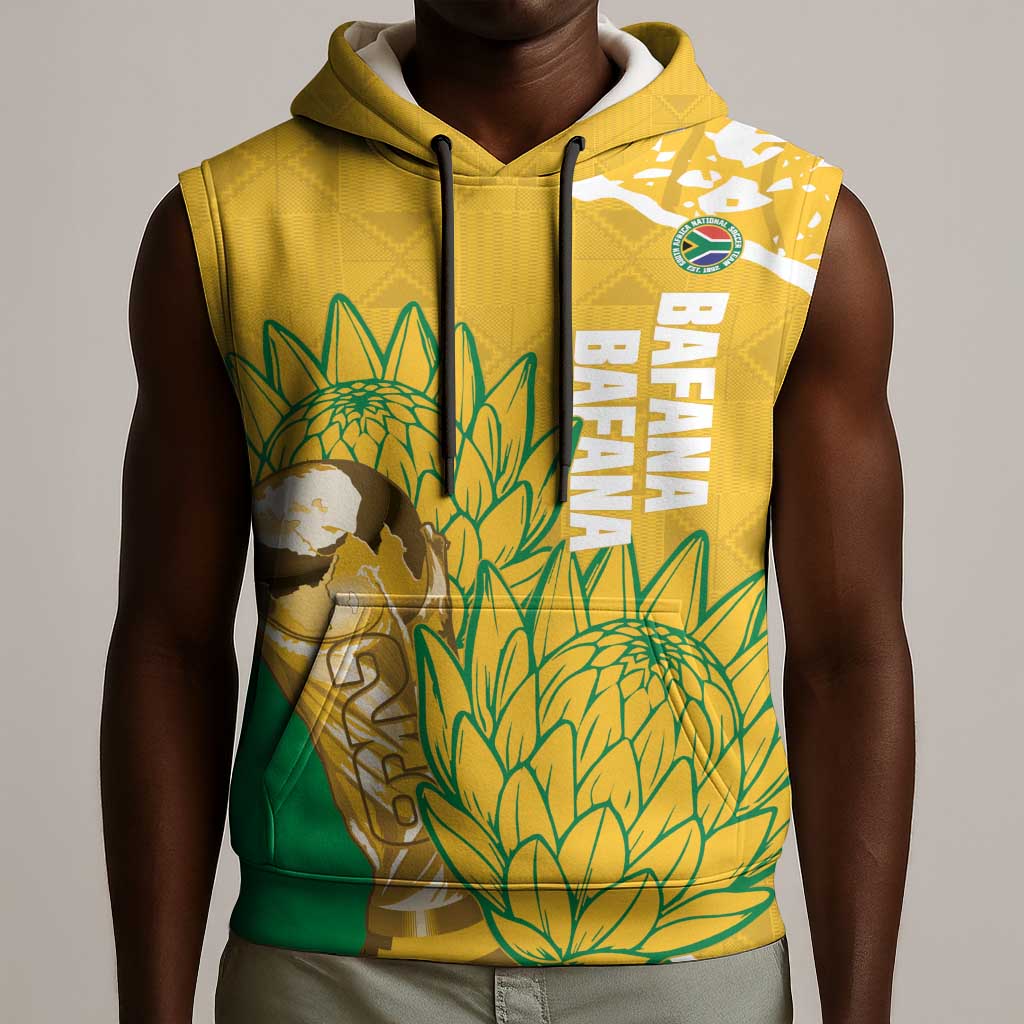 Custom South Africa Soccer Sleeveless Hoodie 2026 Bafana Bafana Go Boys Protea - African Pride