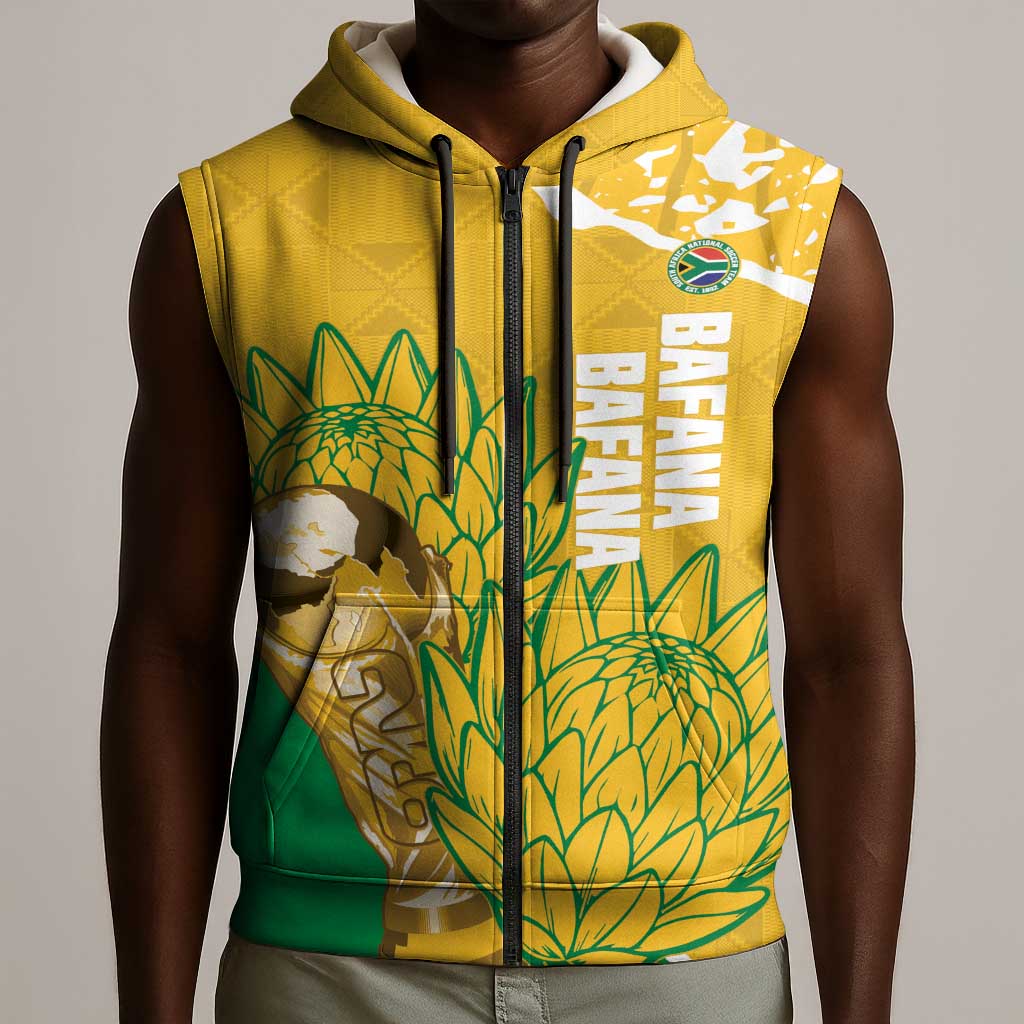 Custom South Africa Soccer Sleeveless Zip Hoodie 2026 Bafana Bafana Go Boys Protea - African Pride