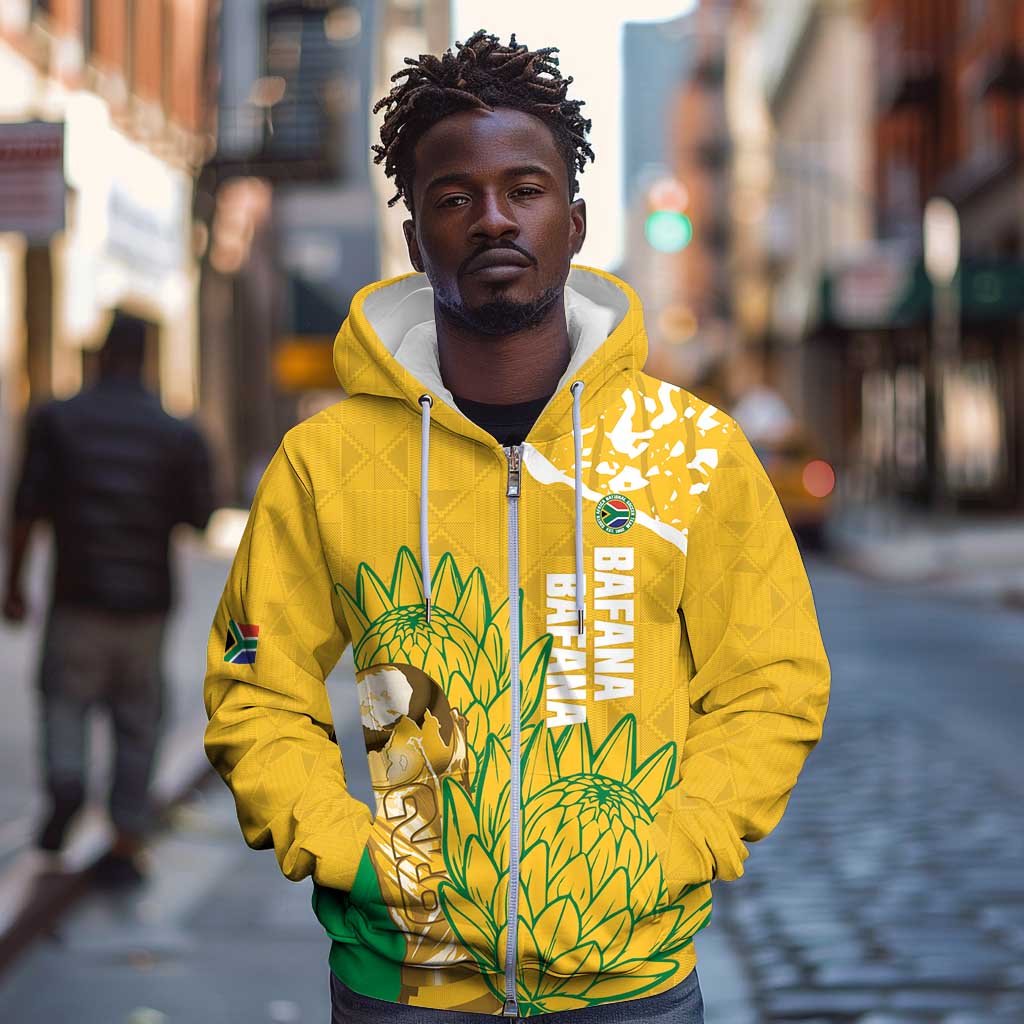 Custom South Africa Soccer Zip Hoodie 2026 Bafana Bafana Go Boys Protea - African Pride