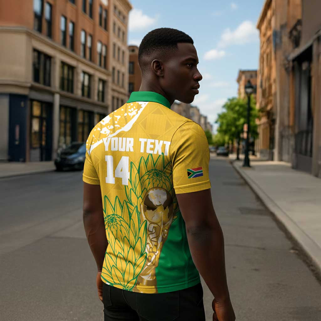 Custom South Africa Soccer Zipper Polo Shirt 2026 Bafana Bafana Go Boys Protea - African Pride