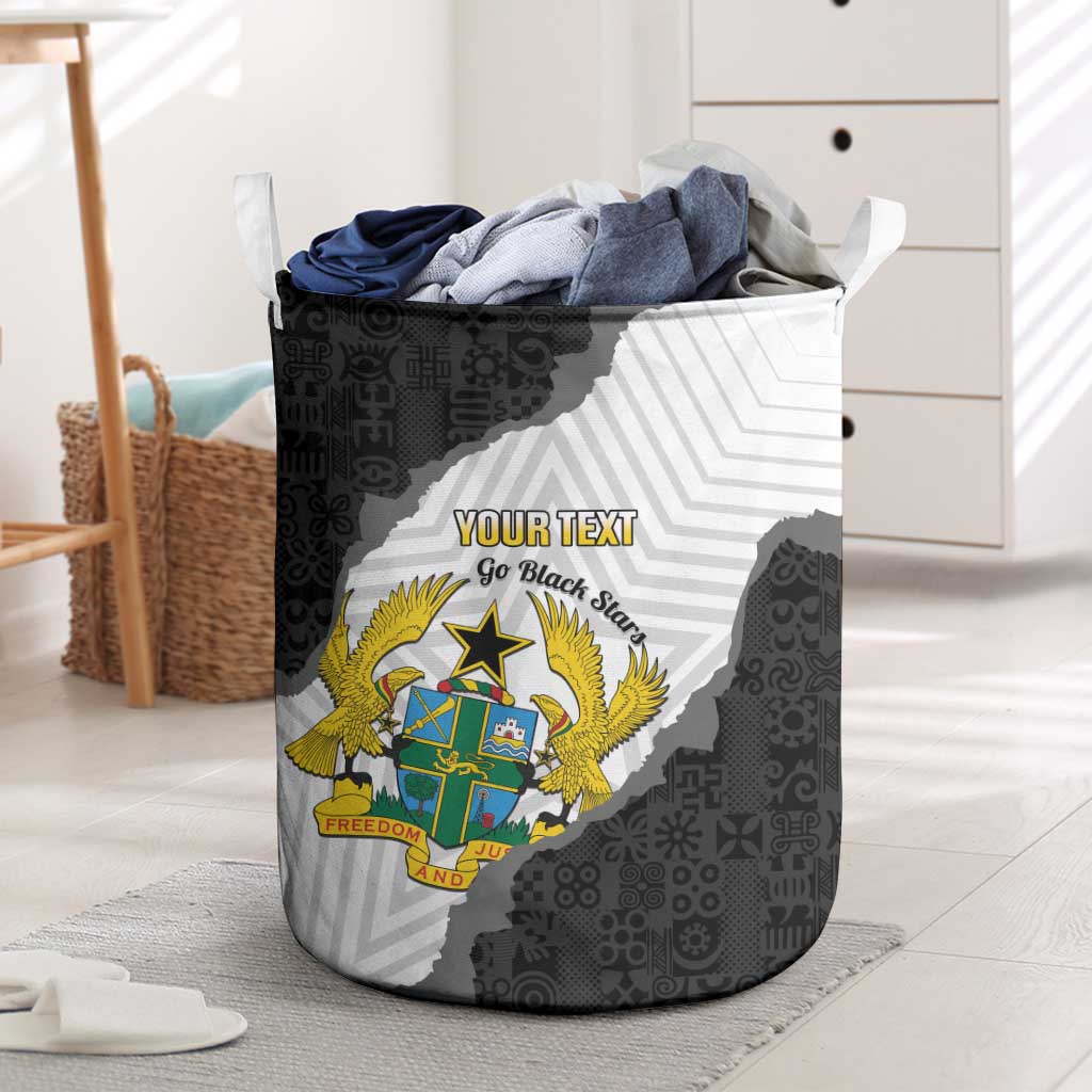 Custom Ghana Football Laundry Basket 2026 Go Black Stars Black Adinkra Pattern - African Pride