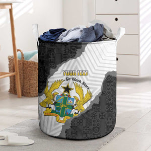 Custom Ghana Football Laundry Basket 2026 Go Black Stars Black Adinkra Pattern - African Pride