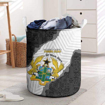 Custom Ghana Football Laundry Basket 2026 Go Black Stars Black Adinkra Pattern - African Pride