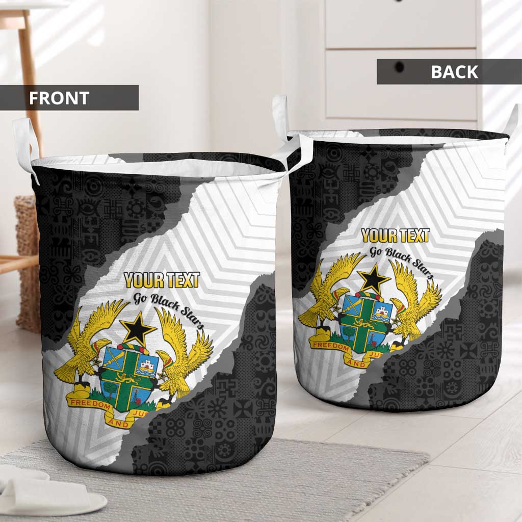 Custom Ghana Football Laundry Basket 2026 Go Black Stars Black Adinkra Pattern - African Pride