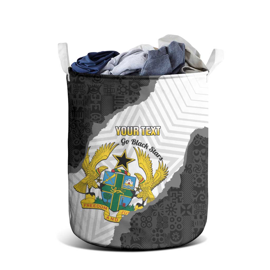 Custom Ghana Football Laundry Basket 2026 Go Black Stars Black Adinkra Pattern - African Pride