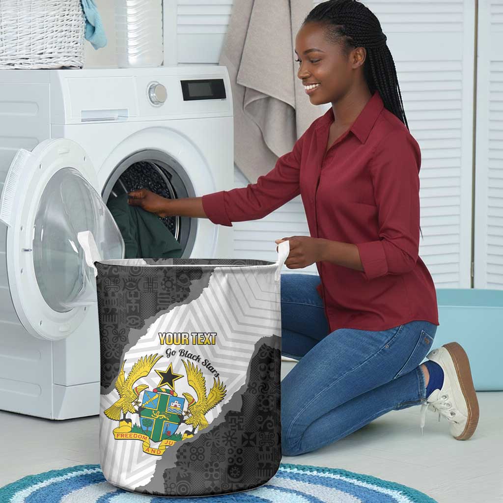 Custom Ghana Football Laundry Basket 2026 Go Black Stars Black Adinkra Pattern - African Pride