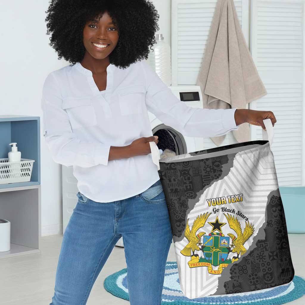 Custom Ghana Football Laundry Basket 2026 Go Black Stars Black Adinkra Pattern - African Pride