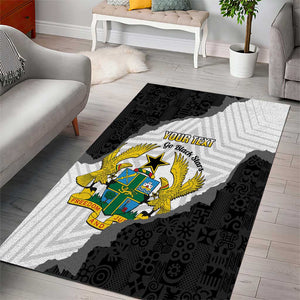 Custom Ghana Football Area Rug 2026 Go Black Stars Black Adinkra Pattern - African Pride