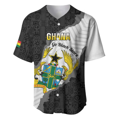 Custom Ghana Football Baseball Jersey 2026 Go Black Stars Black Adinkra Pattern LT14